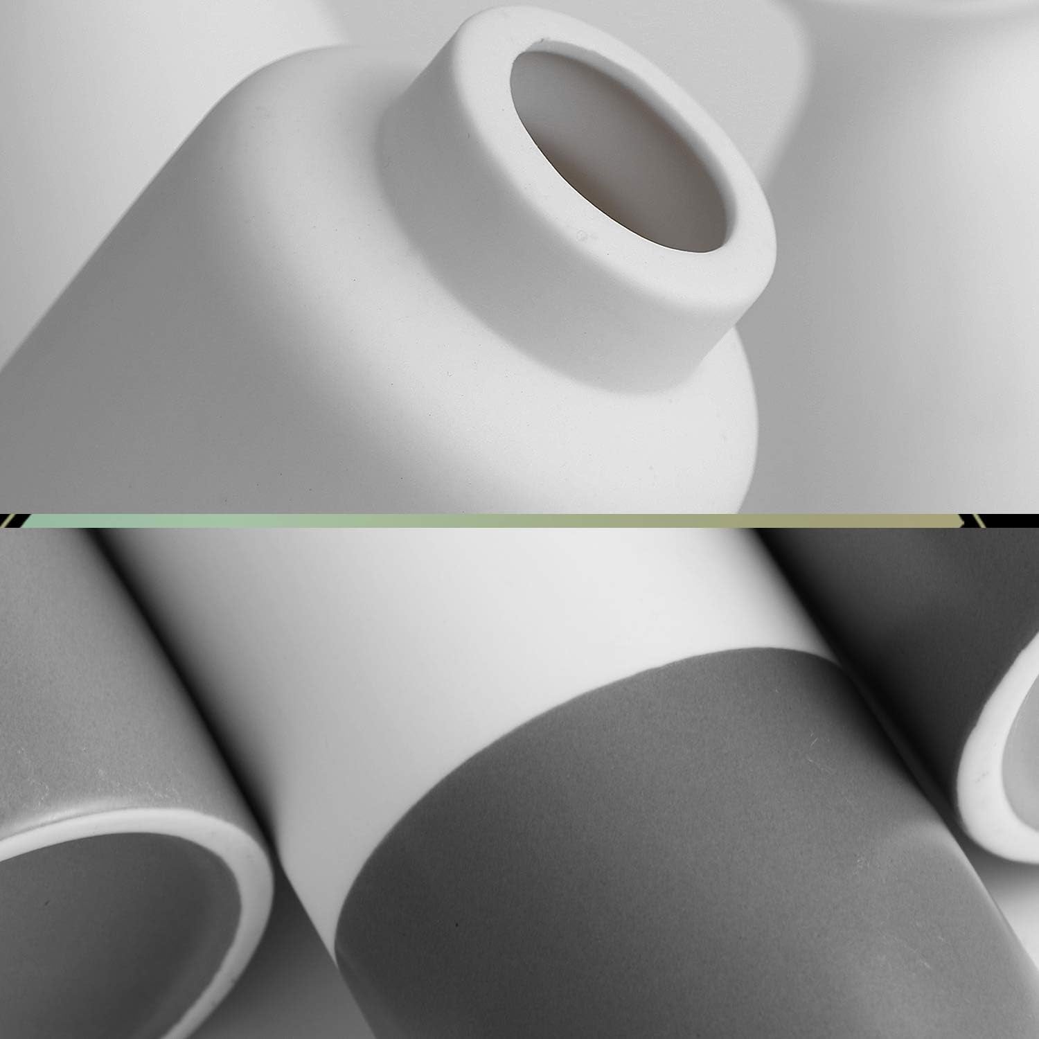 Set of 3 White Gray Ceramic Vase 7.8In/8In/9.8In